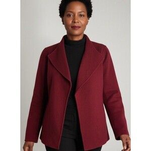 Talbots Medium Wool Nylon Minimalist Maroon Career Elitist Open Jacket Women's